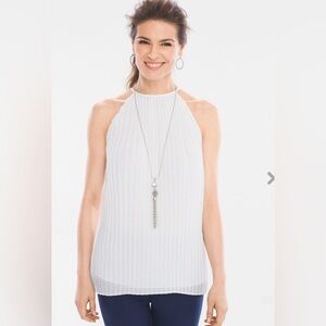 Chicos Black Label, Pleated White Top/Blouse. Size 1 (Chicos)